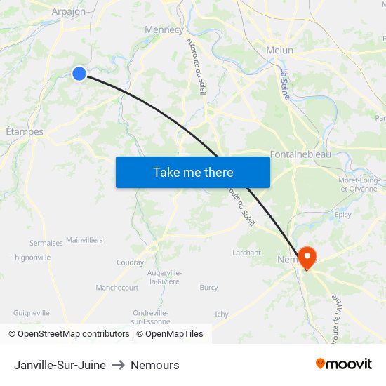 Janville-Sur-Juine to Nemours map
