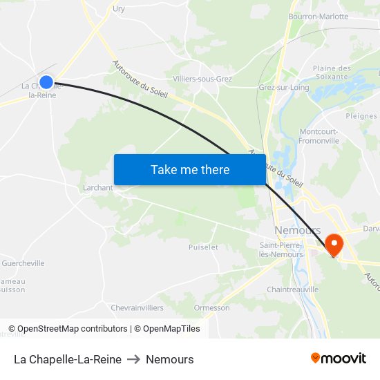 La Chapelle-La-Reine to Nemours map
