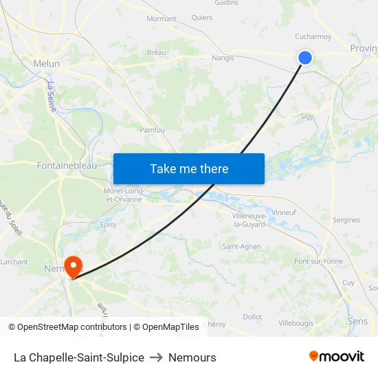 La Chapelle-Saint-Sulpice to Nemours map