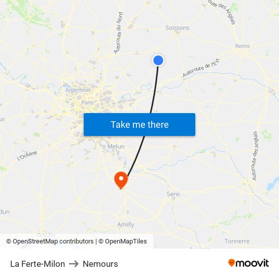 La Ferte-Milon to Nemours map