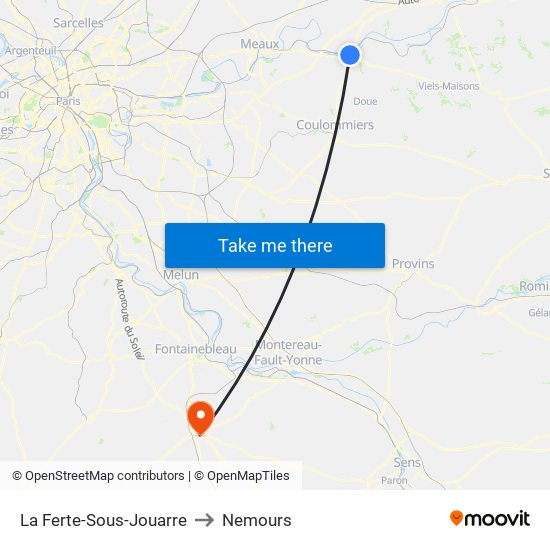 La Ferte-Sous-Jouarre to Nemours map