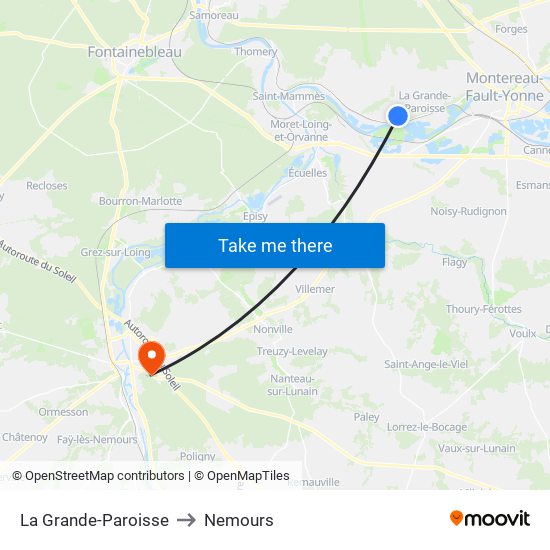 La Grande-Paroisse to Nemours map