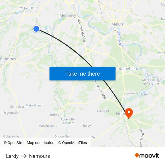 Lardy to Nemours map