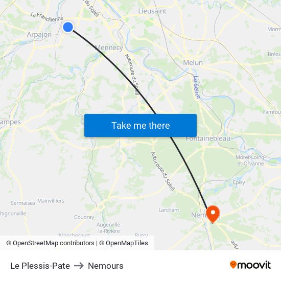 Le Plessis-Pate to Nemours map