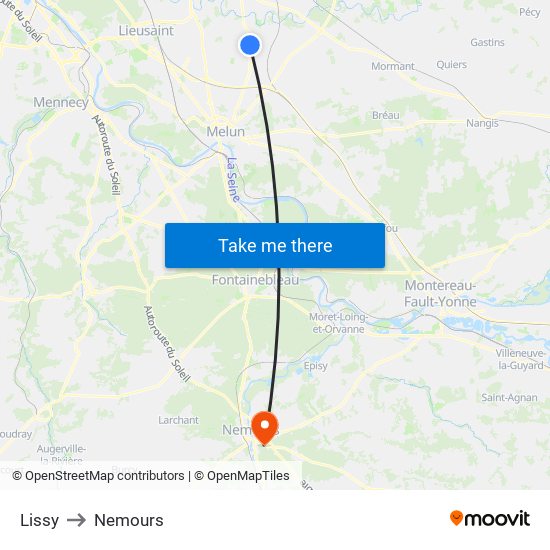 Lissy to Nemours map