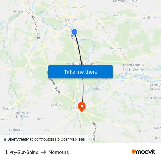 Livry-Sur-Seine to Nemours map