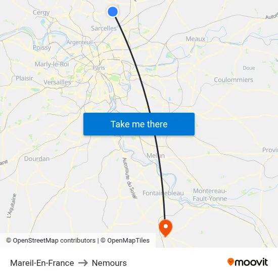 Mareil-En-France to Nemours map