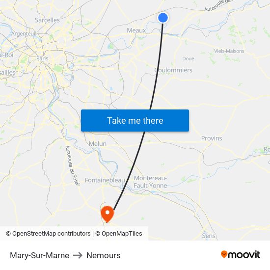 Mary-Sur-Marne to Nemours map