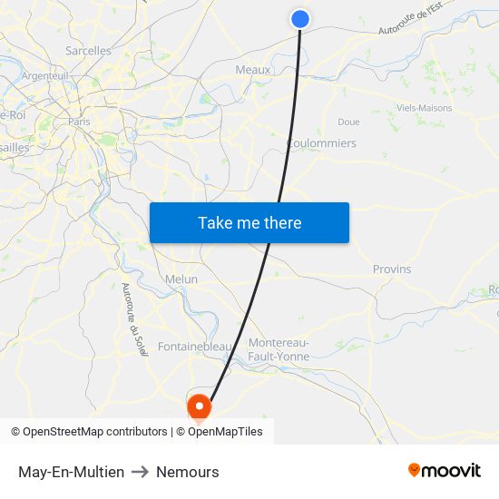 May-En-Multien to Nemours map