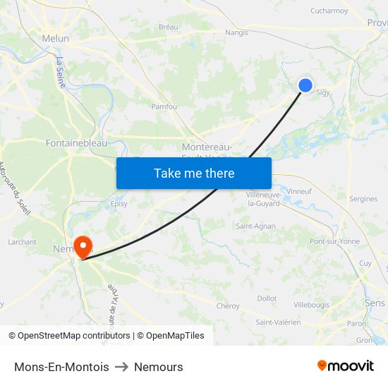 Mons-En-Montois to Nemours map