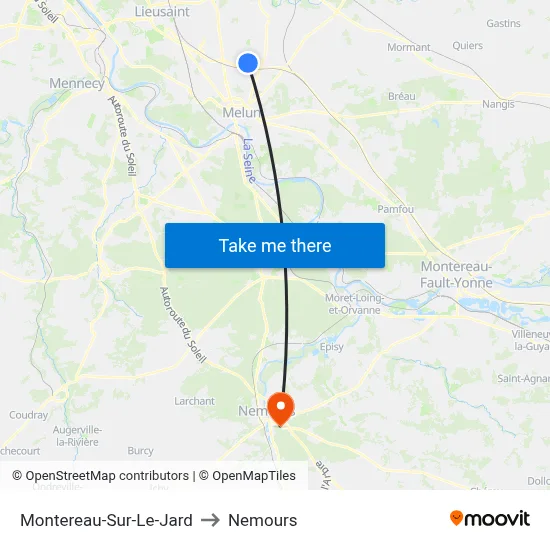 Montereau-Sur-Le-Jard to Nemours map