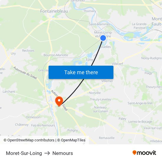 Moret-Sur-Loing to Nemours map