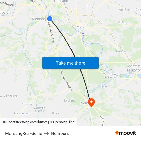 Morsang-Sur-Seine to Nemours map