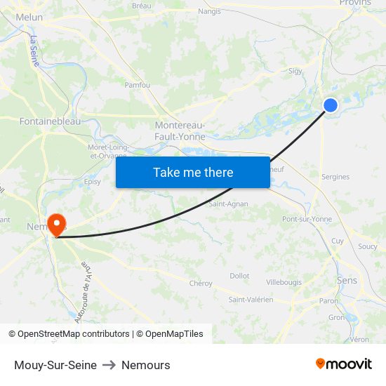 Mouy-Sur-Seine to Nemours map