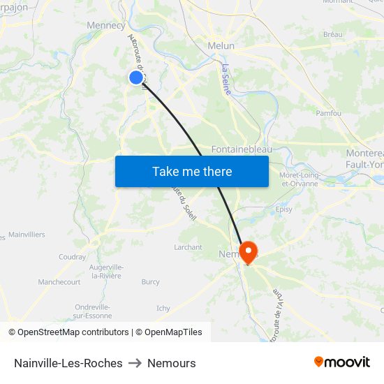 Nainville-Les-Roches to Nemours map