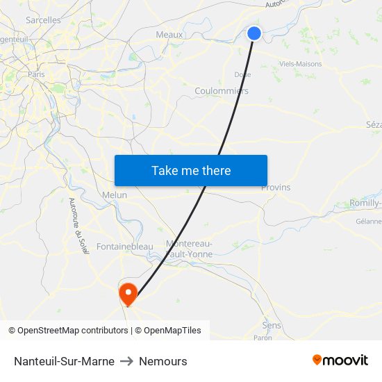 Nanteuil-Sur-Marne to Nemours map