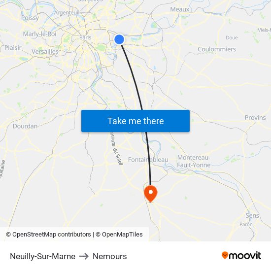 Neuilly-Sur-Marne to Nemours map