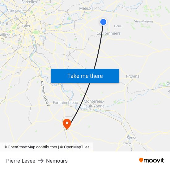 Pierre-Levee to Nemours map