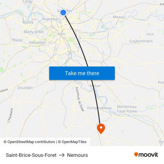 Saint-Brice-Sous-Foret to Nemours map