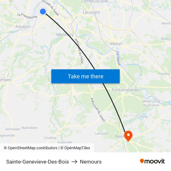 Sainte-Genevieve-Des-Bois to Nemours map