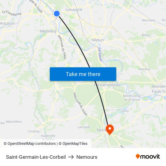 Saint-Germain-Les-Corbeil to Nemours map