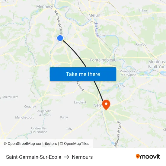 Saint-Germain-Sur-Ecole to Nemours map
