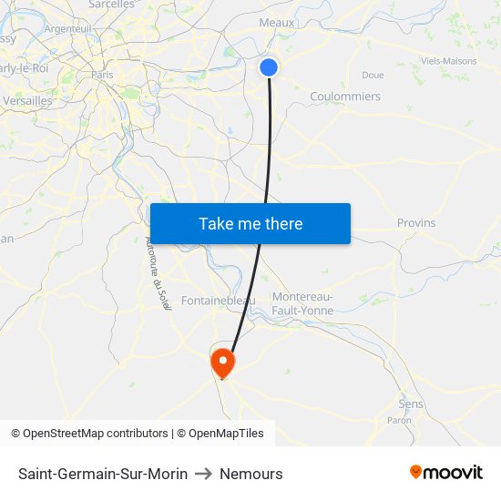 Saint-Germain-Sur-Morin to Nemours map