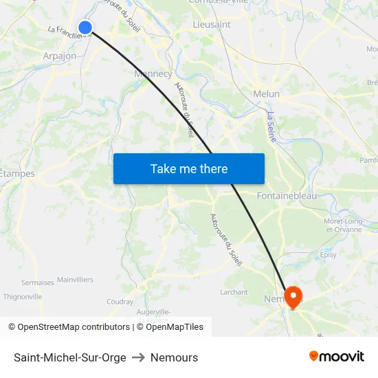 Saint-Michel-Sur-Orge to Nemours map