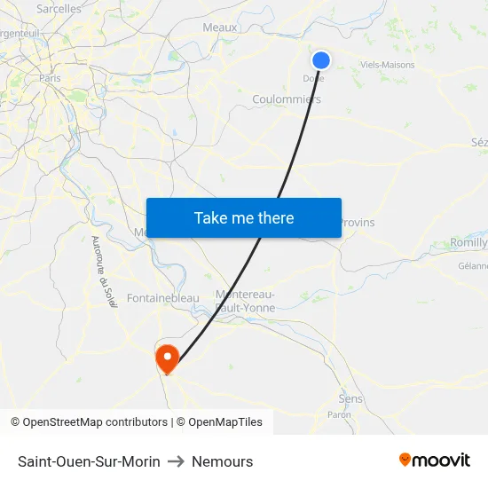 Saint-Ouen-Sur-Morin to Nemours map