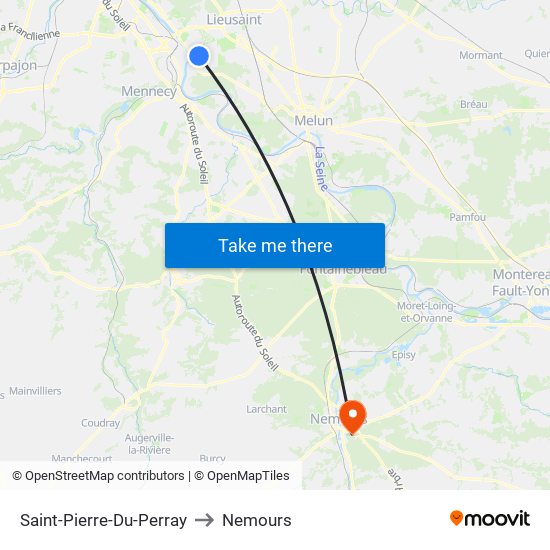 Saint-Pierre-Du-Perray to Nemours map