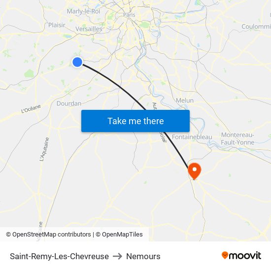 Saint-Remy-Les-Chevreuse to Nemours map