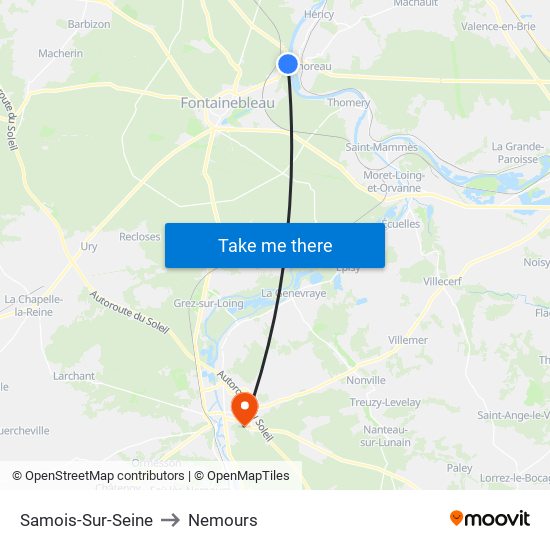 Samois-Sur-Seine to Nemours map