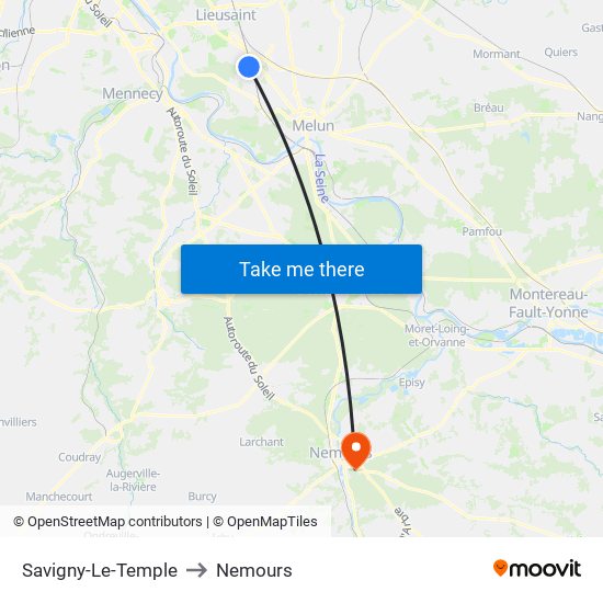 Savigny-Le-Temple to Nemours map