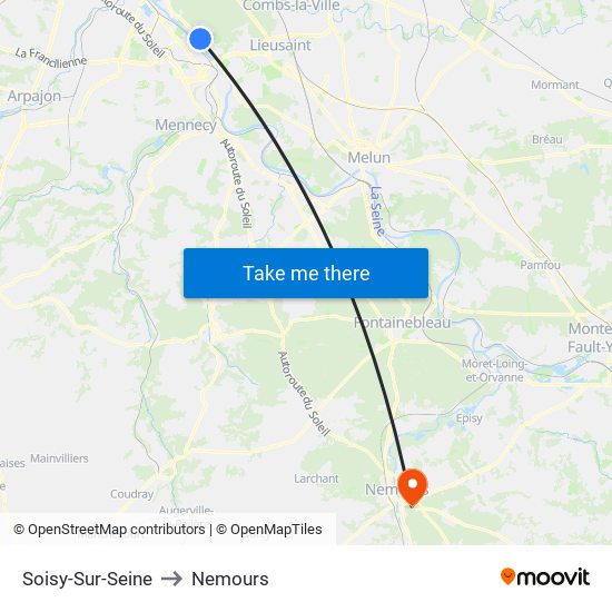 Soisy-Sur-Seine to Nemours map