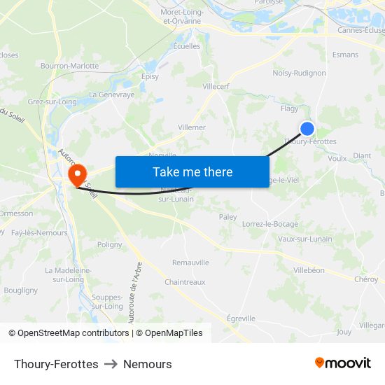 Thoury-Ferottes to Nemours map