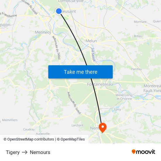 Tigery to Nemours map
