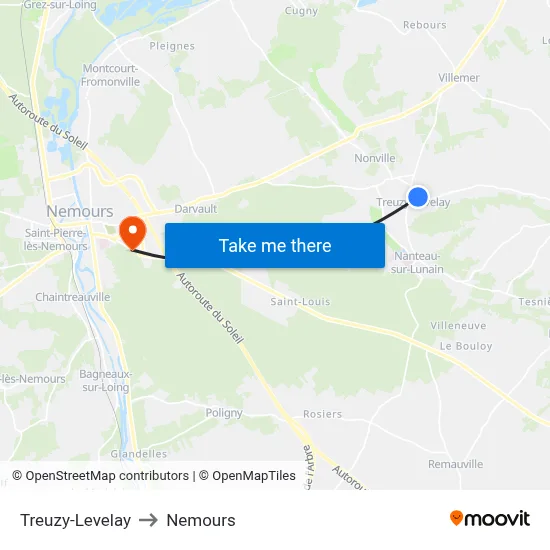 Treuzy-Levelay to Nemours map