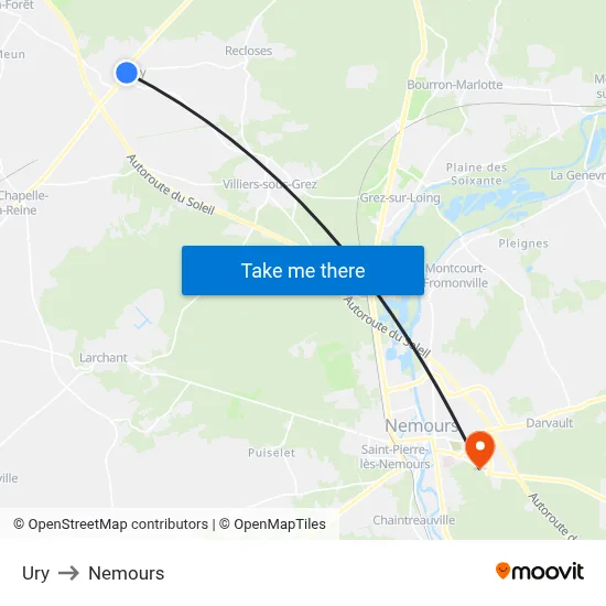 Ury to Nemours map