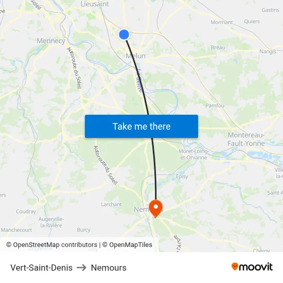 Vert-Saint-Denis to Nemours map