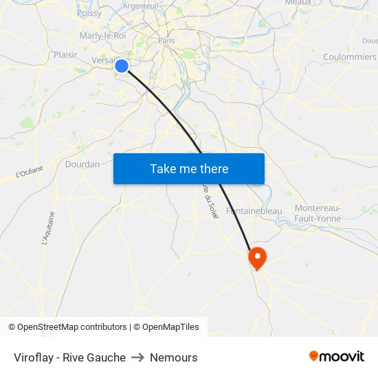 Viroflay - Rive Gauche to Nemours map