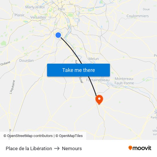 Place de la Libération to Nemours map