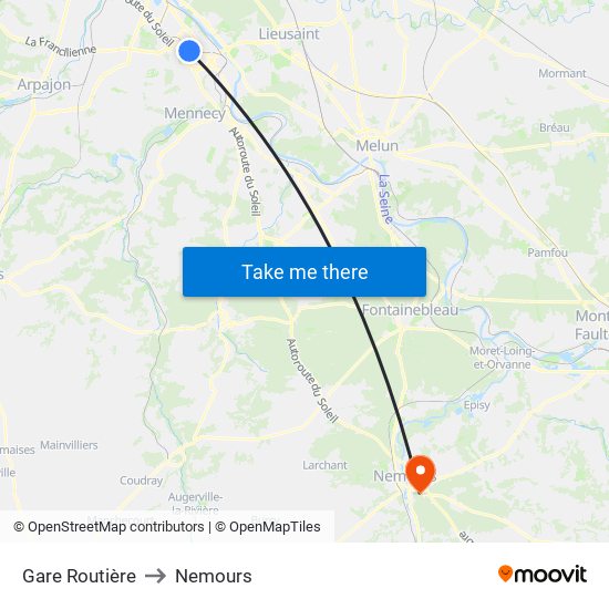 Gare Routière to Nemours map