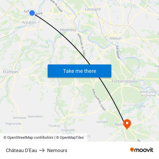 Château D'Eau to Nemours map