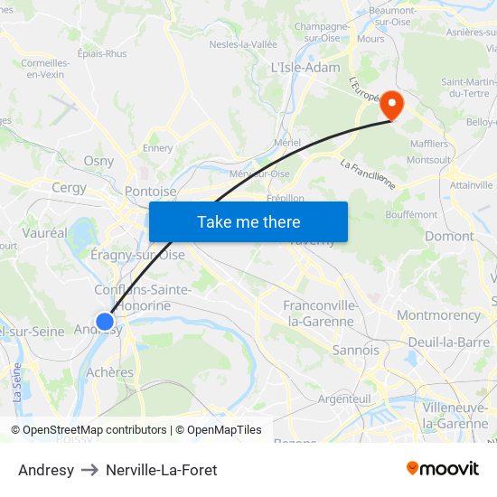 Andresy to Andresy map