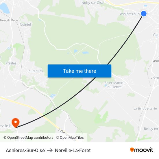 Asnieres-Sur-Oise to Nerville-La-Foret map