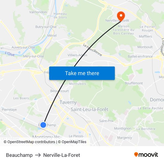 Beauchamp to Nerville-La-Foret map