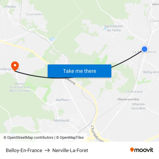 Belloy-En-France to Nerville-La-Foret map