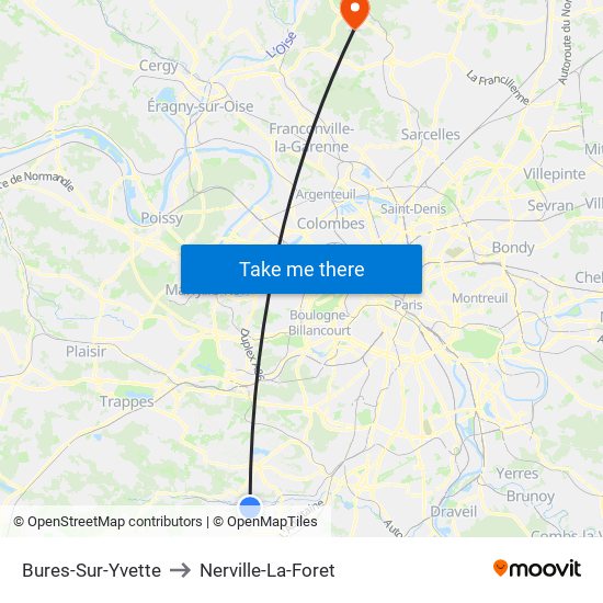 Bures-Sur-Yvette to Nerville-La-Foret map