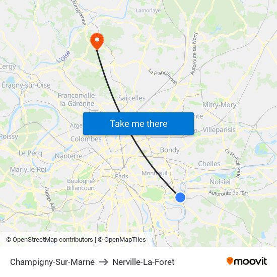 Champigny-Sur-Marne to Nerville-La-Foret map