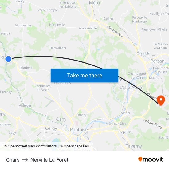 Chars to Nerville-La-Foret map
